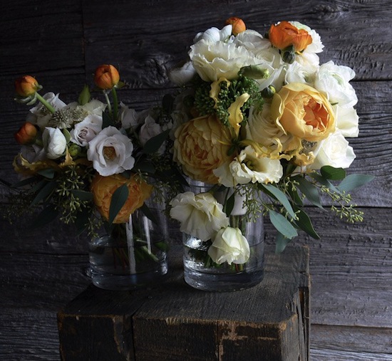 orange flowers bouquet. all-white flowers and try
