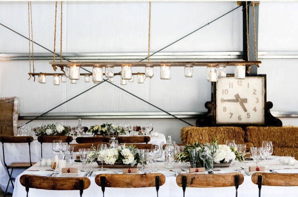 Rustic Tables with Mason ChandeliersNapa WeddingThe Bride's GuideStyle Me 