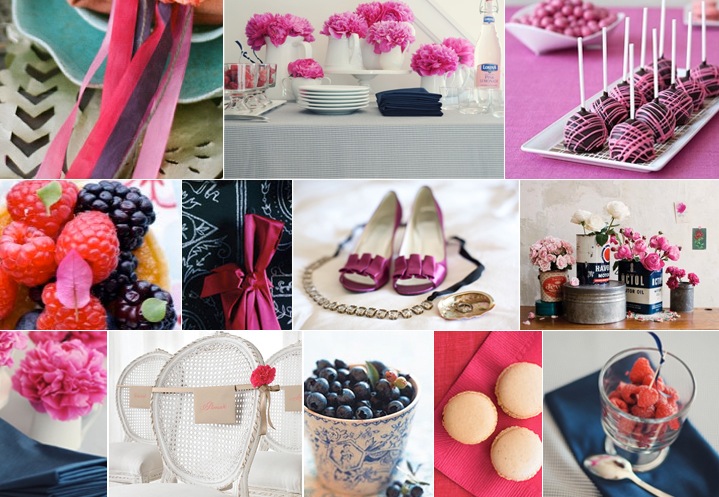 Today's inspiration board combines flashy fuschia with classic navy for a